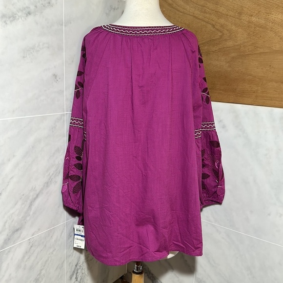 NWT Charter Club Cotton Embroidered Bubble-Sleeve Top size XL - Picture 4 of 16